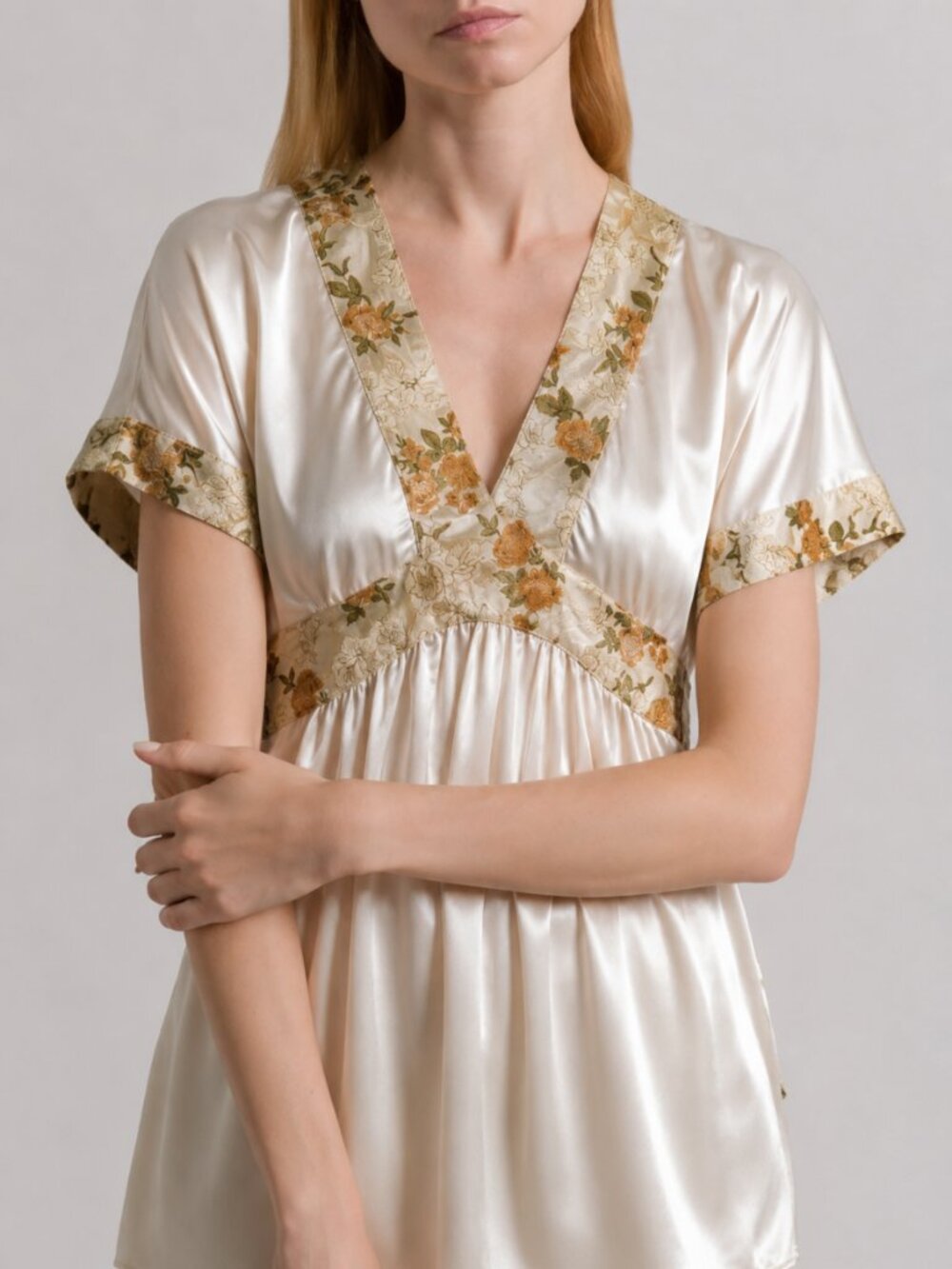 Vintage 2000s JULOU Pure Silk Embroidered Boho Fairycore Tunic Top M